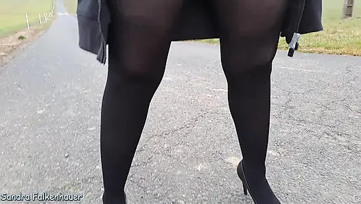 No Panties with black Tights