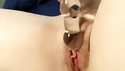 Glass Dildo Masturbation