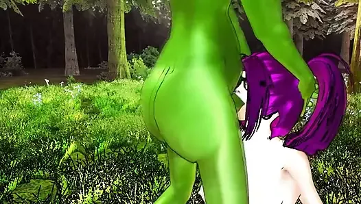 Kokoro se fait baiser brutalement par l’ogre Gobelin Monster - Animation