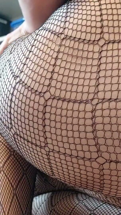 Hot brunette with hairy pussy dressing with mesh tights | Clip 2