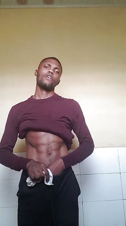 Sexy black print Dick showcase his dick at work