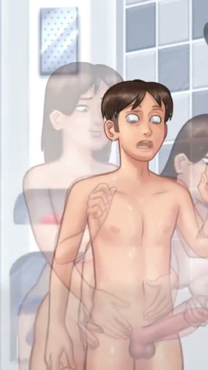 Debbie milks Anons huge cock in the shower - summertime saga gameplay | Clip 1