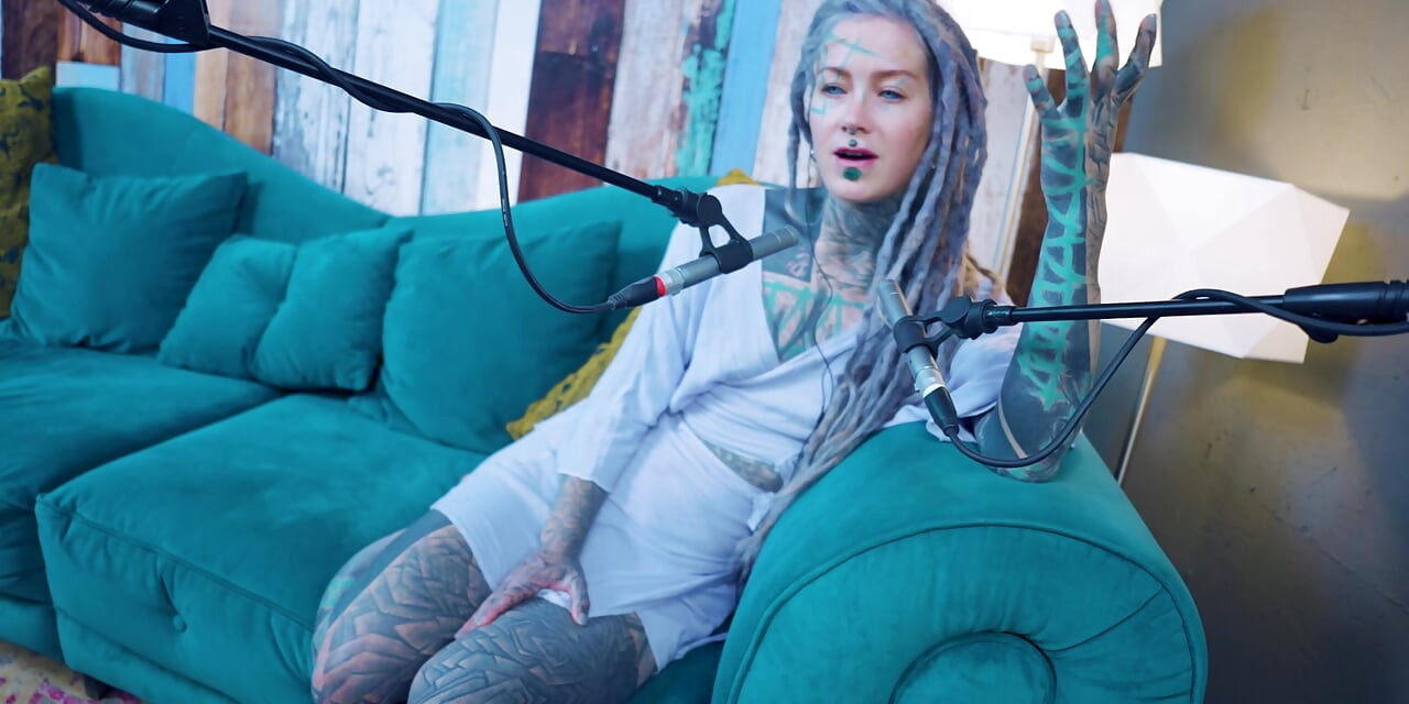 I talk about L - LOVE - ASMR podcast SFW talking goth skinny girl dreadlocks tattoo model inked girl