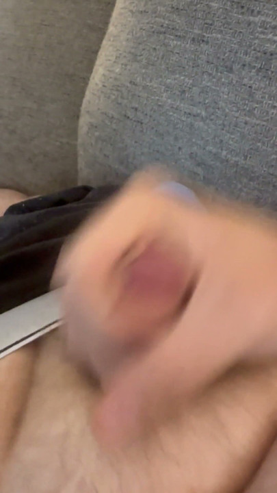 Fat Chub Masturbates Uncut Cock on Sofa and Cums | Clip 1