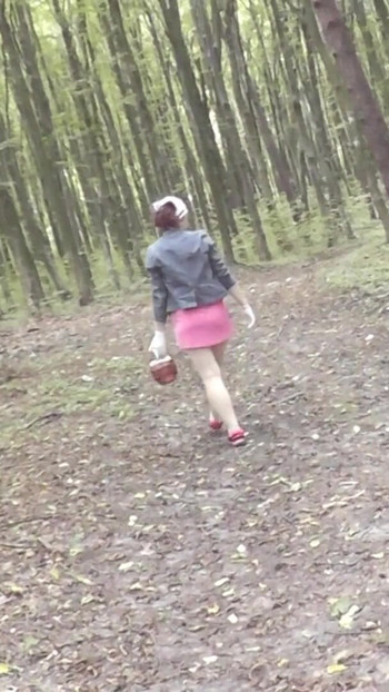 Powerful moment from "Mommy Milf walks without panties in the forest, picks mushrooms."