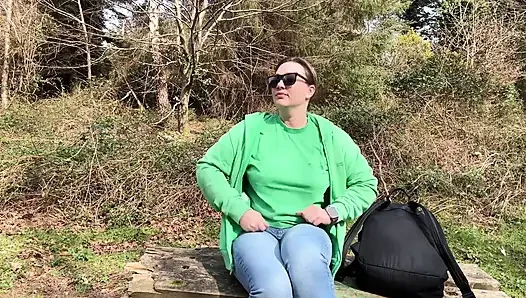 Desperate Outdoor Wetting Jeans on the Public Trail
