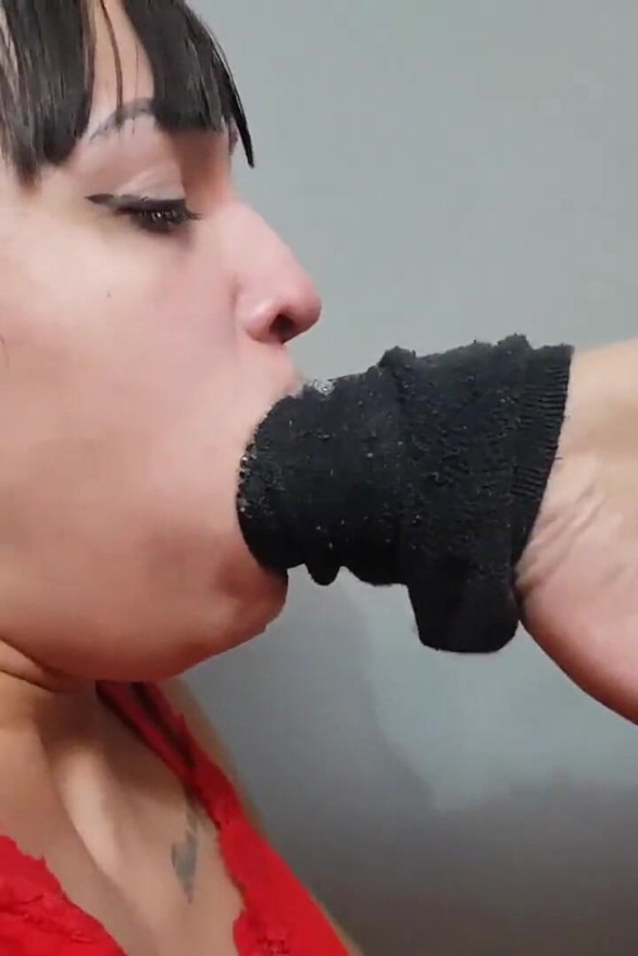 Black Socks Domination by Top Babe Caroline and Slave Drica