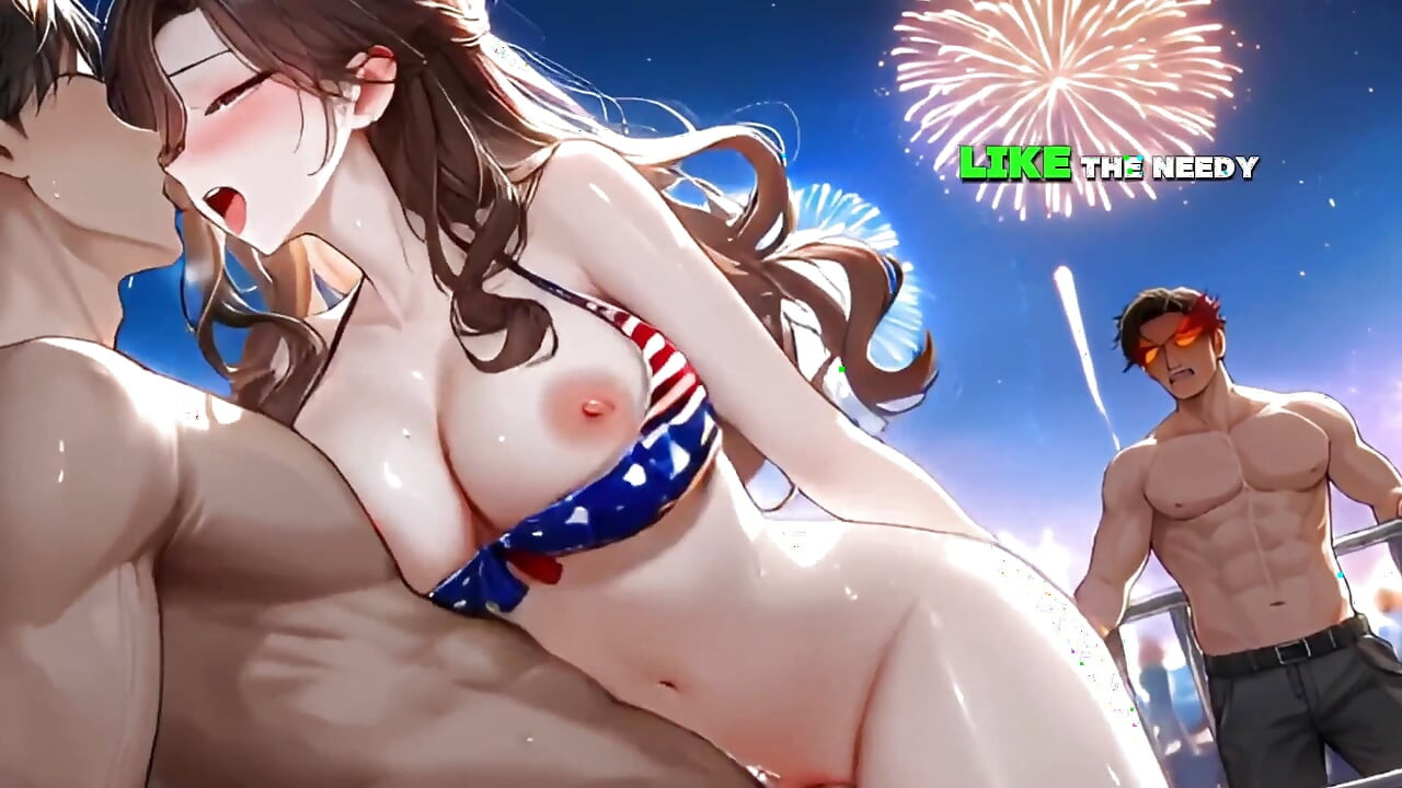 Step Stepsister's Fireworks Creampie While Everybody Watches Outside - Ai Animation