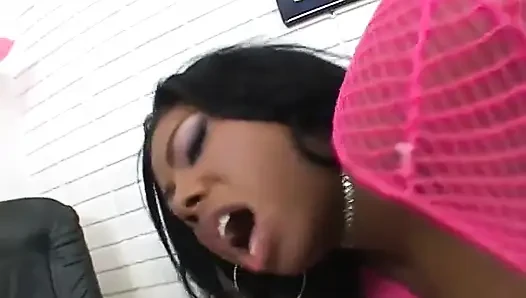 Lusty black babe gets her massive juggs fucked