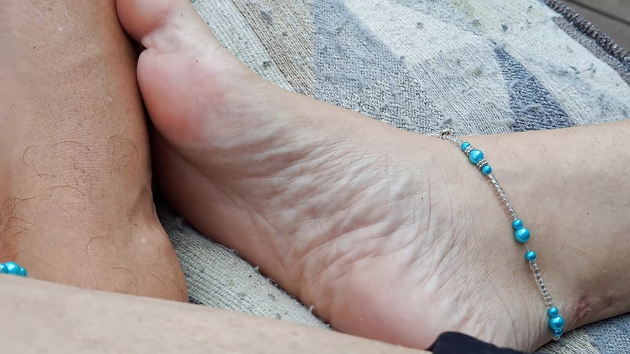 Mature barefoot friends showing off our beautiful feet and toes