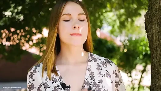 Evgeniya Is Smoking Strong 120mm Cigarette