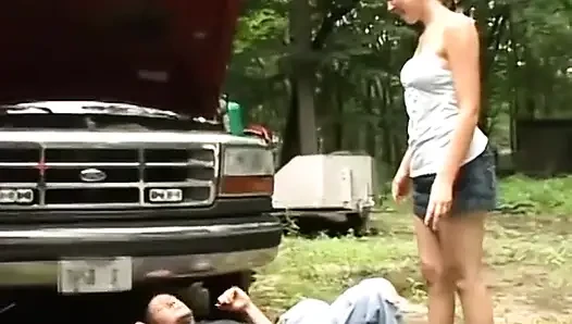 Landyke Bangs Kess Hard and Fast in a Garage