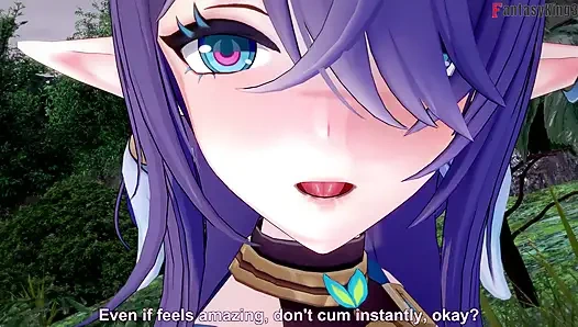 Lauma hot ahegao sex in the forest - Genshin Impact