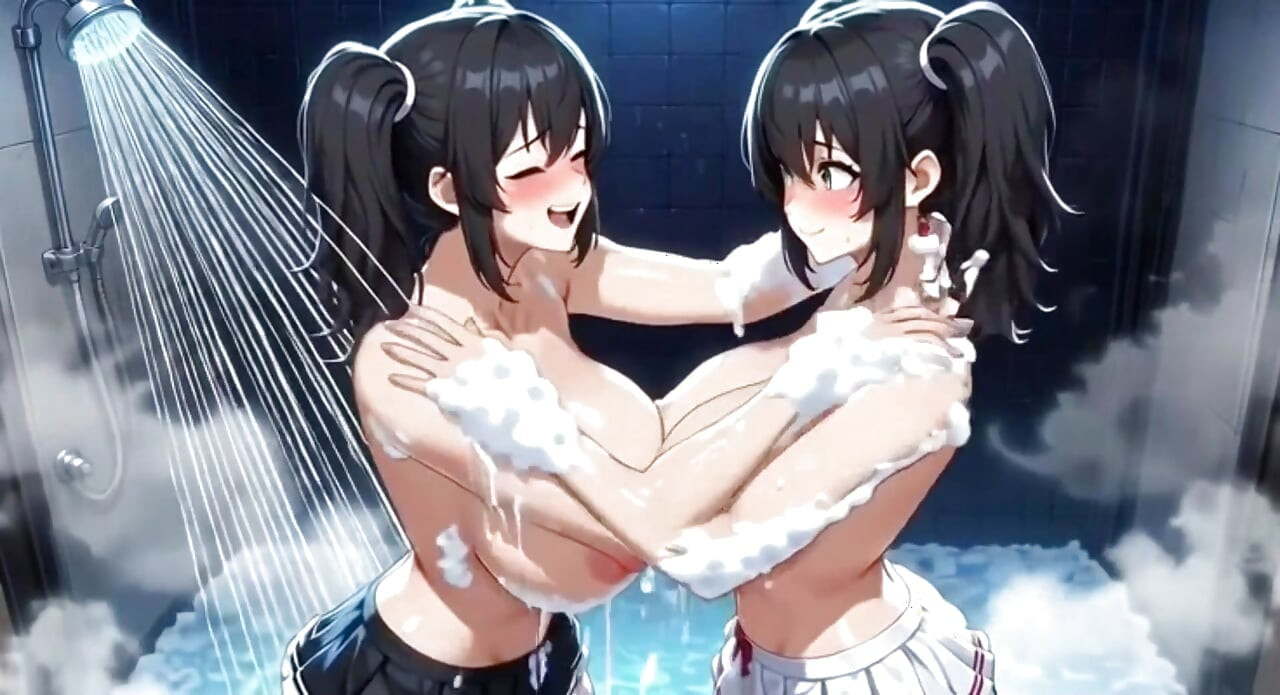 Cute Anime Girls Showering, Ai Animation