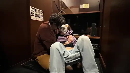 Ntr at an Internet Café - Her Husband Is Nearby While She Gets an Anal Creampie