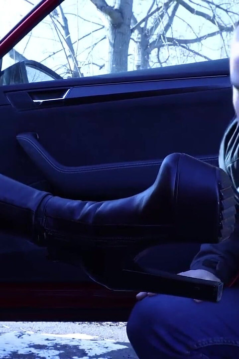 Public Boot Cleaning Slave Earning His Pay