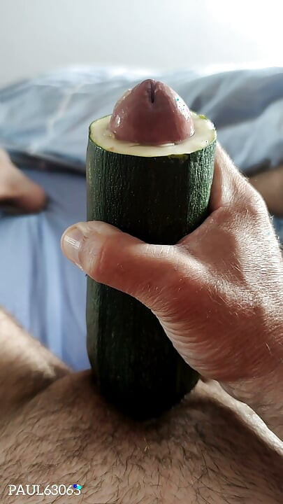 Masturbation with Zucchini and Cumshot (POV and ring think)