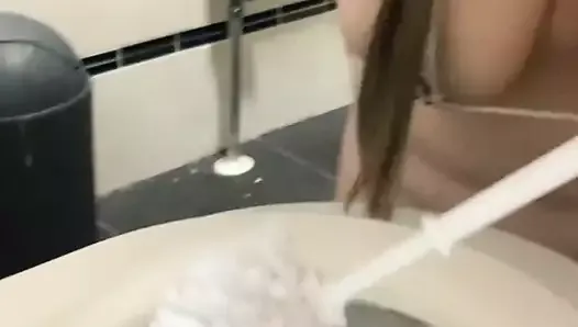 Toilet brush humiliation chubby slut
