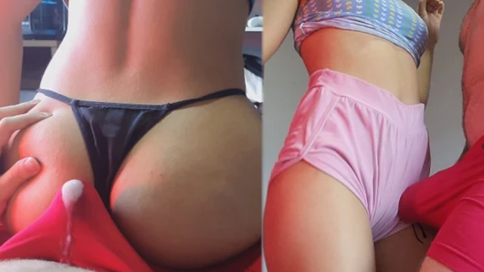 Ejaculação em calcinha, bunda moendo orgasmo vestido