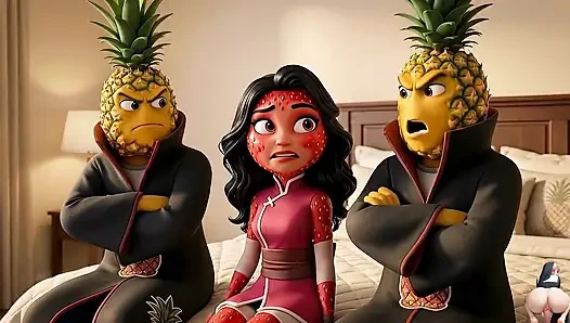 Fruit Series: Episode 3 - süßes Erdbeermädchen und Ananas-mädchen teilen sinnliche KI-Hentai