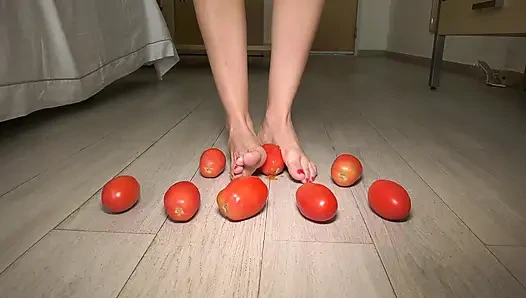 Hot Latina Tramples on Tomatoes and Gets Her Beautiful Feet Dirty!