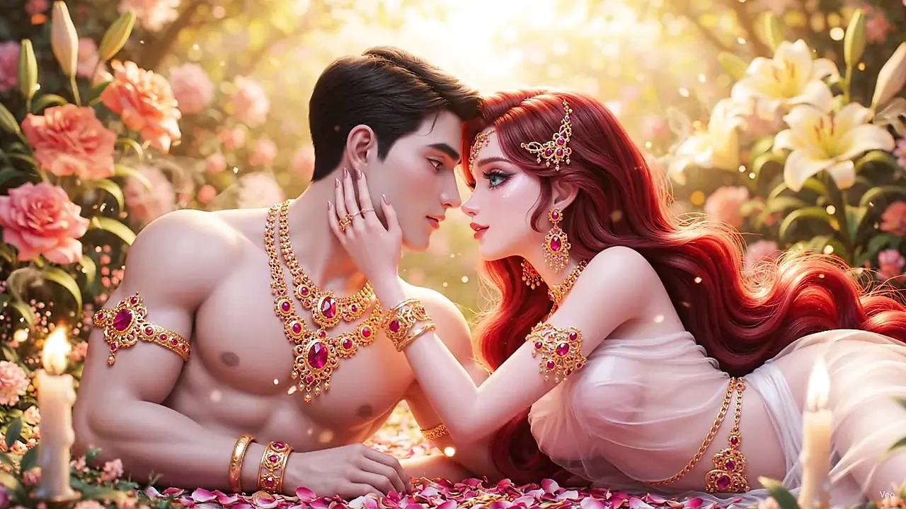 Hot chemistry of desi indian couple in the bedroom – Sexy girl with gold jewelry and muscular guy in full passion