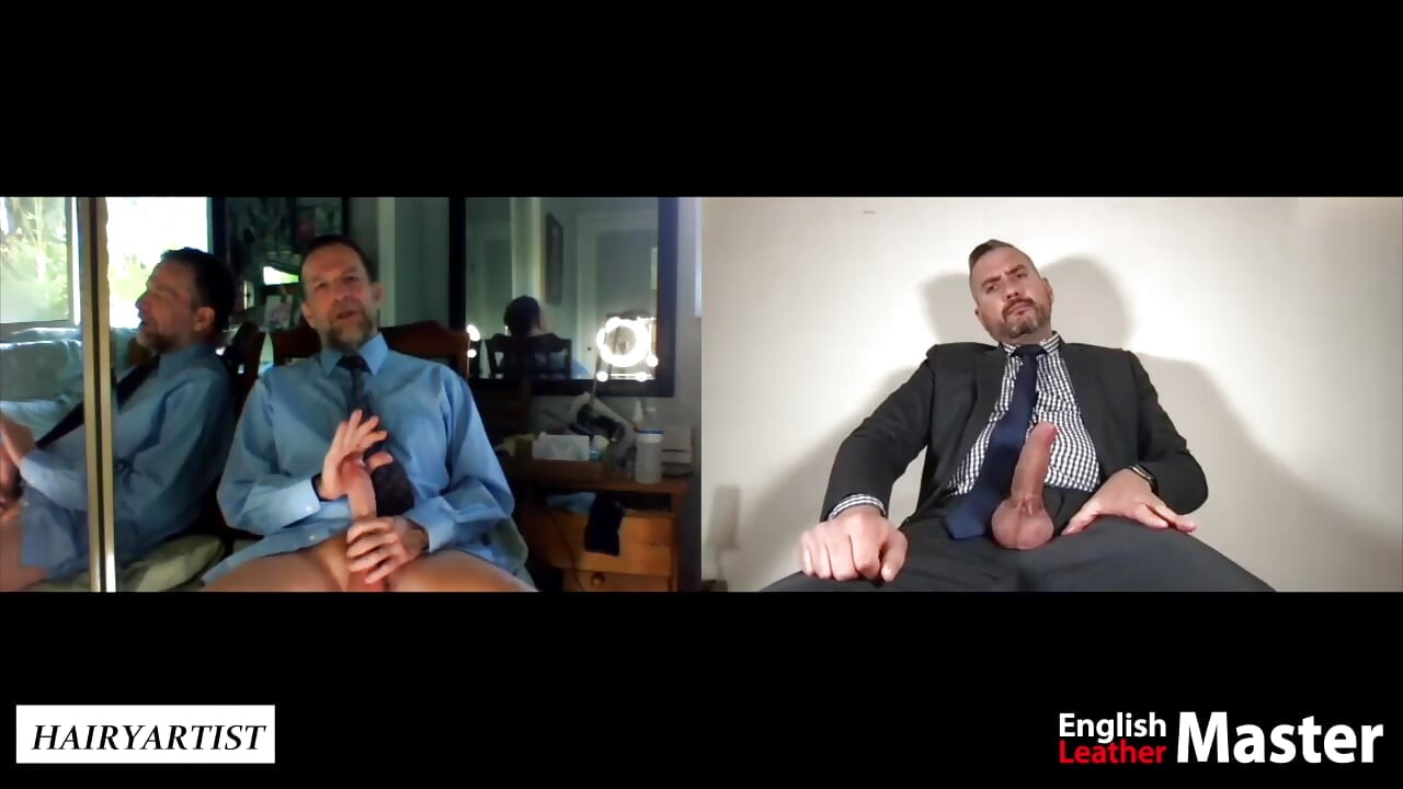 Teamlocked businessmen discuss Chasity employee while jerking PREVIEW