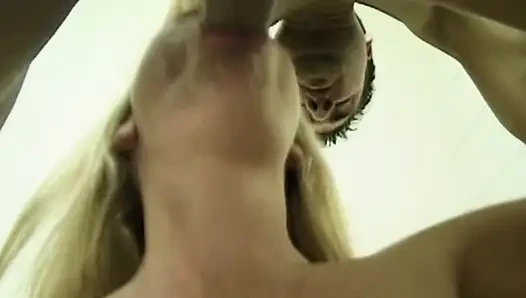 Tattooed Brunette Shows Feet on Bed Plus Blowjob Cum Scenes