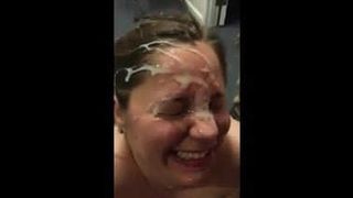 Cum facial empapado