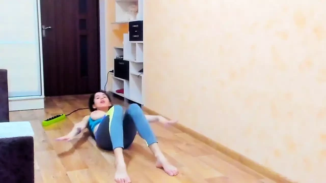 Gymnastycs in sportwear with boobs out