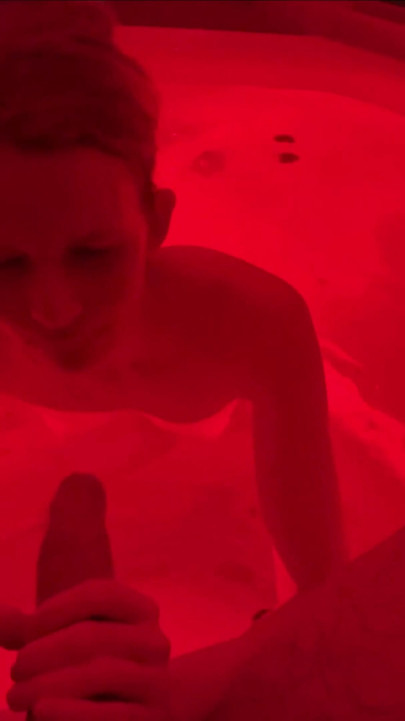 Blonde Teen Blows Cock in the Whirlpool! Horny Facial for the Slut!