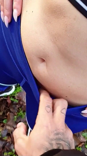 Key moment from "Jogging German Wife talk to Quick Cheating Outdoor Sex by Stranger"