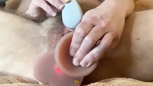 Двойное проникновение Cspot с игрушками, стоны и оргазм