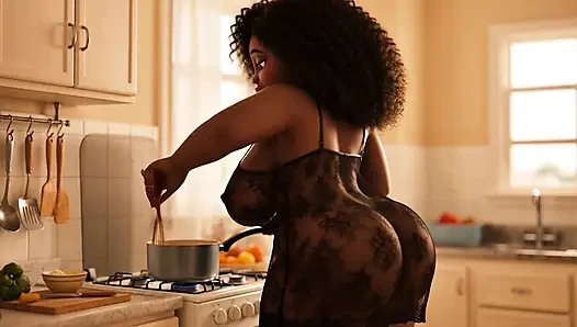 Schönes schwarzes brasilianisches schätzchen verlässt das haus makellos, um ihre beste freundin zu begrüßen