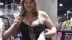 Big breasted women in bikinis and leather pole dancing