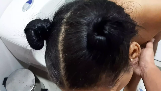 My horny cousin enters the shower to suck my cock.