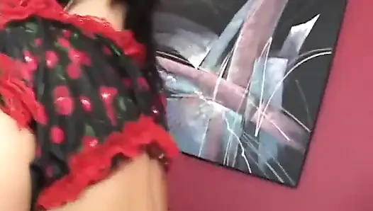 Hot brunette with sexy butt shaved pussy stuffed with cock and creamed