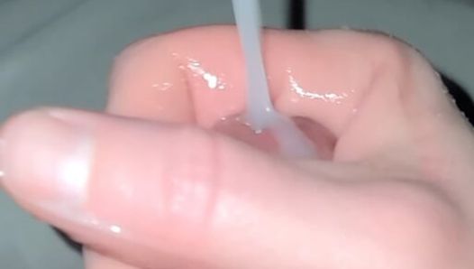 Big cumshot hand job with messy cum rubbing