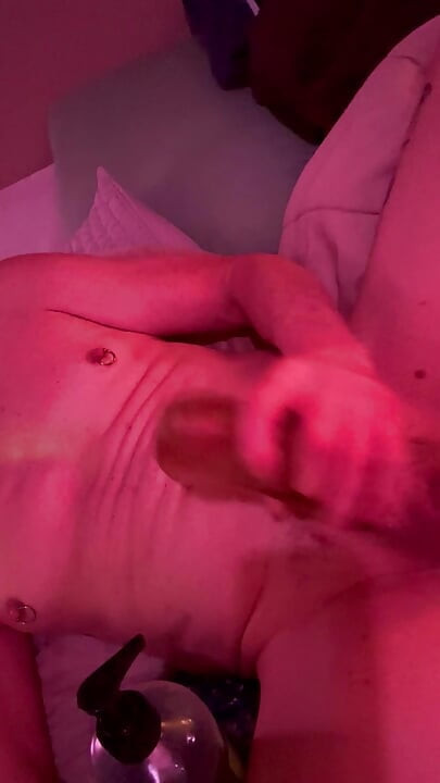 RaccoonThumb masturbation with anal dildo and uncut thick cock sleeve