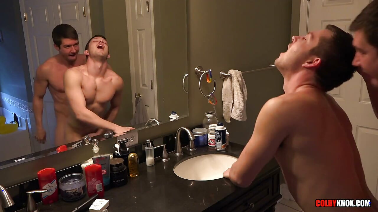 Bathroom Quickie with Colby and Mickey Bareback