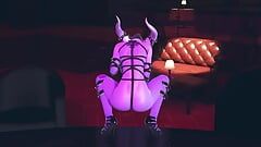 Фиолетовая девушка трахает себя пальцами на сцене космического стрип-клуба - 3D порно короткий клип
