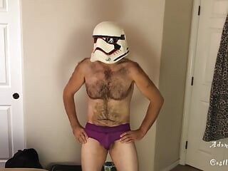 Stormtrooper Tries On Panties Striptease