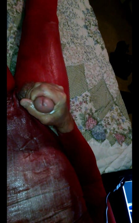 Gay crossdresser, wet slippery, masturbate and cum.