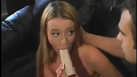 Horny coed getting pink slit fucked and cum facial after her BJ