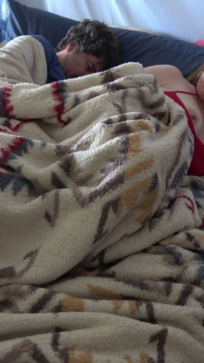 Stepson gets up with stepmom in the bed and fucks the wrong hole | Clip 1