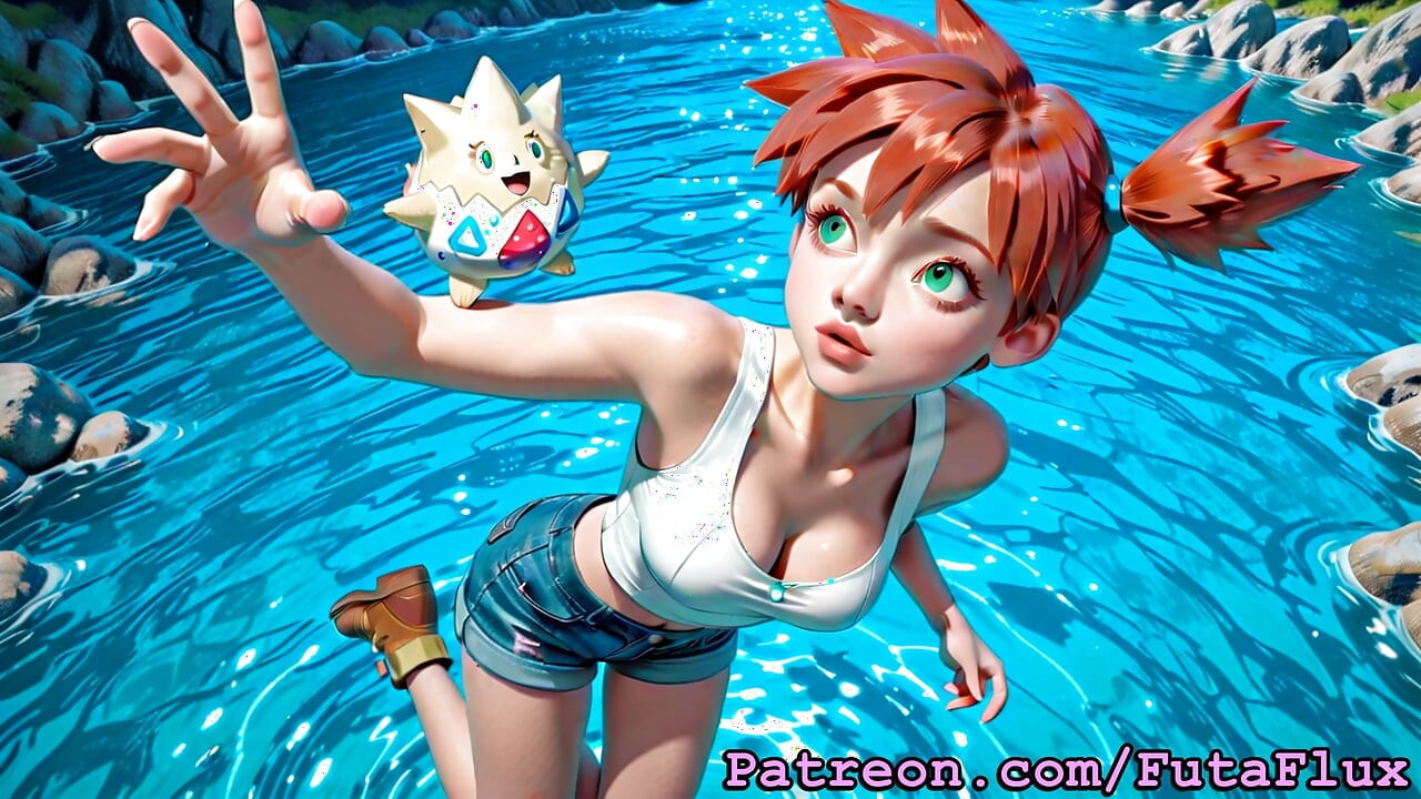 Футанари Misty из Покемон - мастурбирует, камшоты, самосос