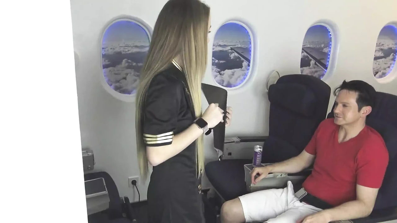Stewardess feet smelling and licking in air plane!