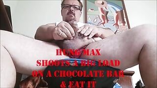 Hung Max Shoots a Big Load on a Chocolate Bar & Eat It HD