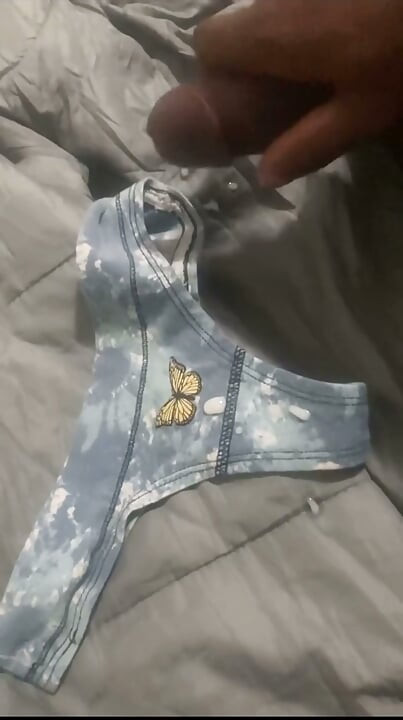 SOMEONE LEAVE PANTIES ON STAIRWAY FOR STRANGERS TO CUM ON THEM