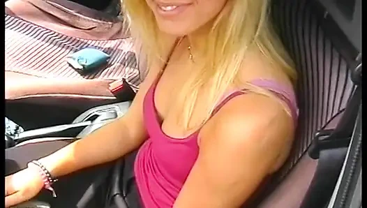 Hairy blonde chick fills her pussy with carrot outdoors